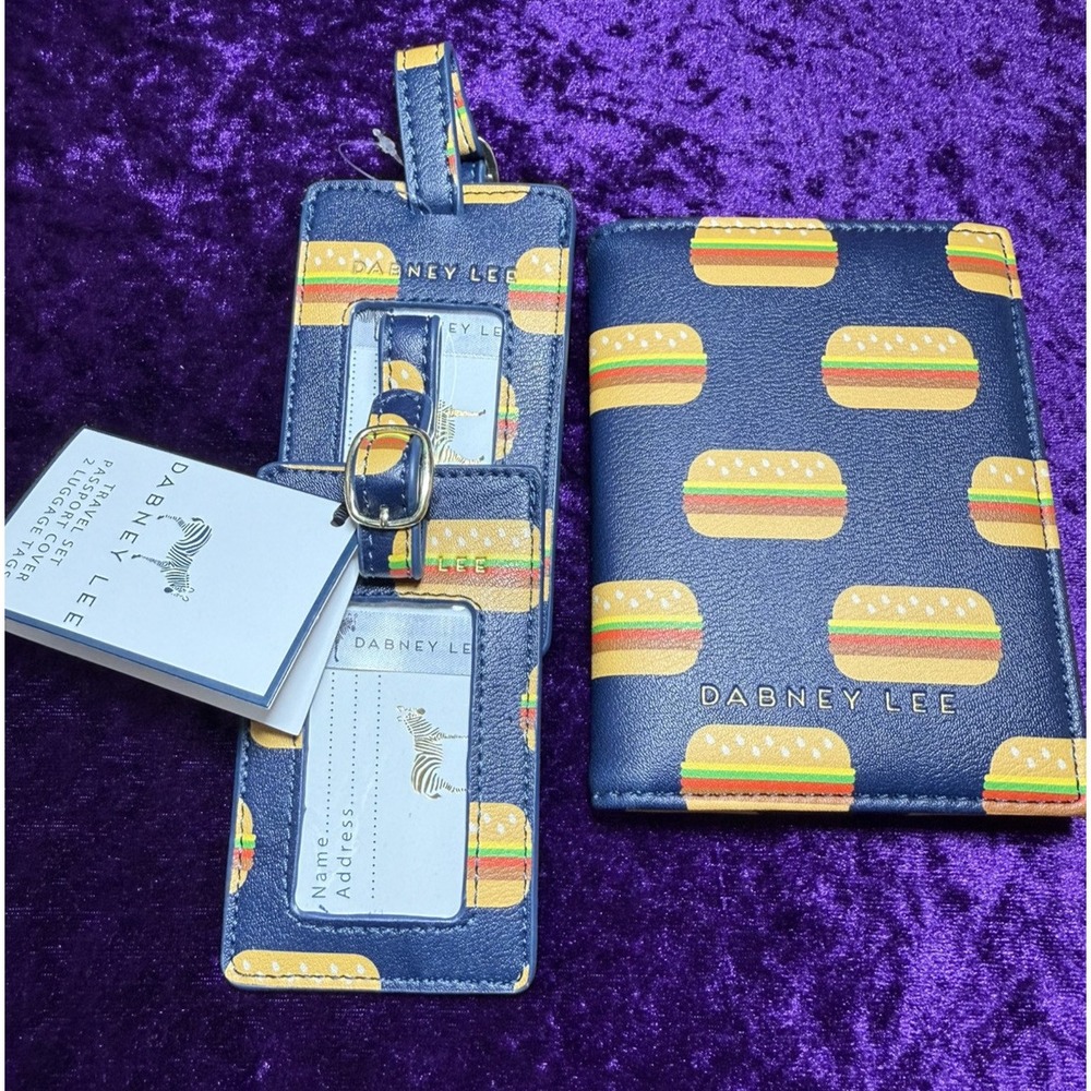Dabney Lee Passport Cover Luggage Tag Hamburger Bag Charm Food Kitsch Novelty